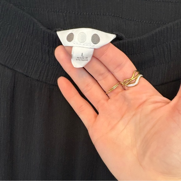 Three Dots Women Elastic Waist Black Pants Flowy Beach Size Large - Picture 5 of 8